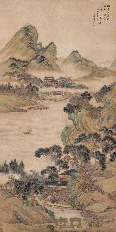 杨晋 1727年作 春江放棹 立轴 177×88cm